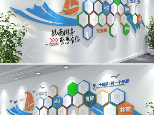 揚帆起航 創(chuàng)意藍(lán)色帆船主題企業(yè)文化墻，打造活力員工風(fēng)采展示空間